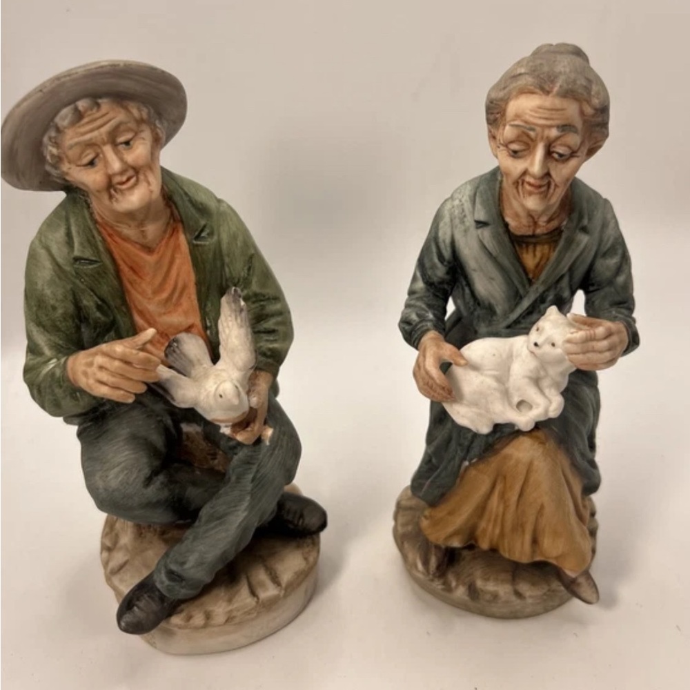 Vintage Couple Sculpture with Animals